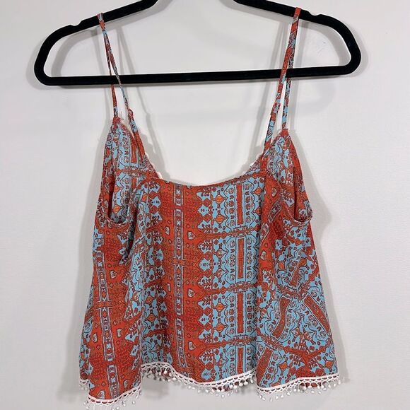 Design Lab Lord Taylor Boho Crochet Aztec Beach Cropped Camisole Women Medium - Picture 2 of 6